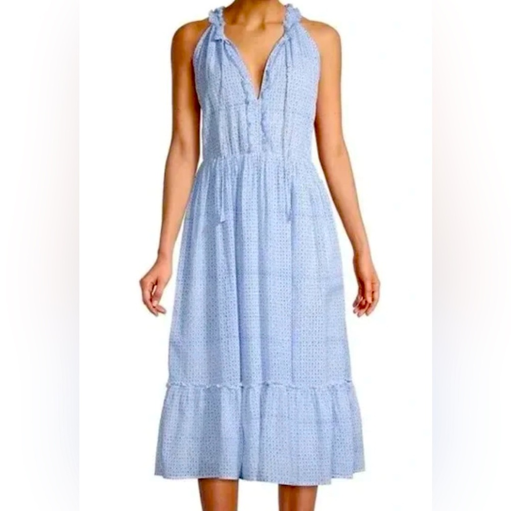 Roller Rabbit Surry Odelle A-Line Midi Dress Blue MTiered Cottagecore Prairie